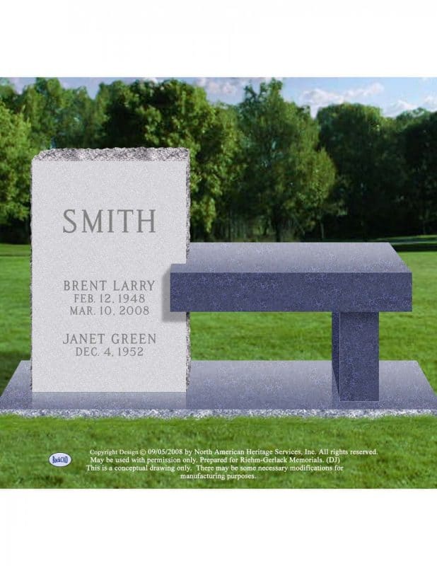 Smith Gray Granite Memorial Bench