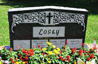 Lossy Black Granite Headstone with Beautiful Rose Carvings