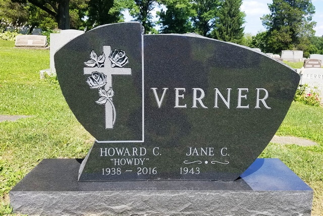 Verner Black Granite with Cross and Roses